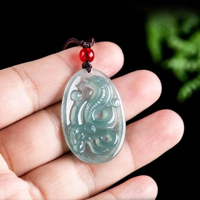 【LEEHER】蛇項鍊/毛衣鍊/冰種玉/翡翠吊墜/玉項鍊/玉石/玉佩/吊墜/玉墜/本命年/招財納福/保平安/禮物/十二生肖