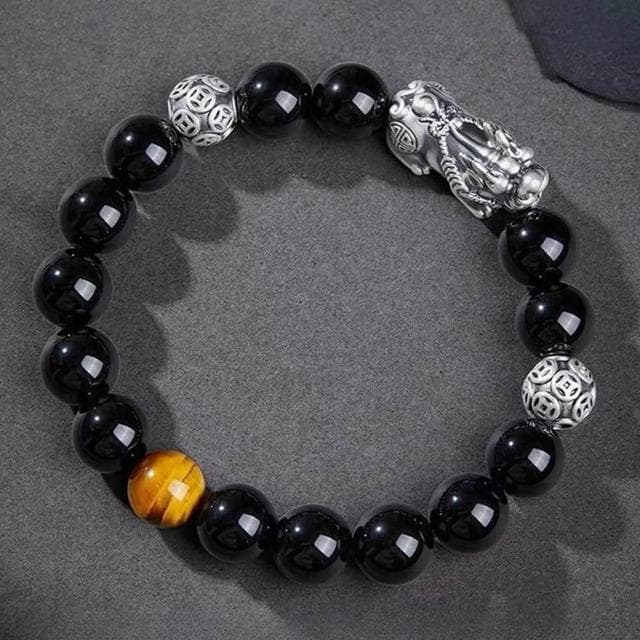 【LEEHER】水晶手串/999/純銀/貔貅/黑曜石/虎眼石/太陽石/手鍊/串珠/飾品/招財納福/情侶手鍊/情人節禮物/保平安