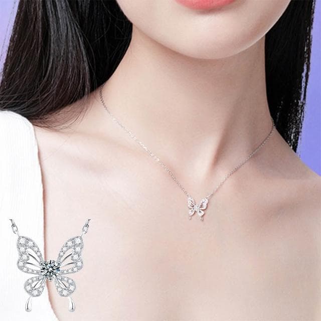 【LEEHER】925純銀/項鍊女/蝴蝶項鍊/高級感/吊墜/輕奢/鎖骨鏈/小眾設計/個性項鍊/韓國飾品/生日禮物/ins風