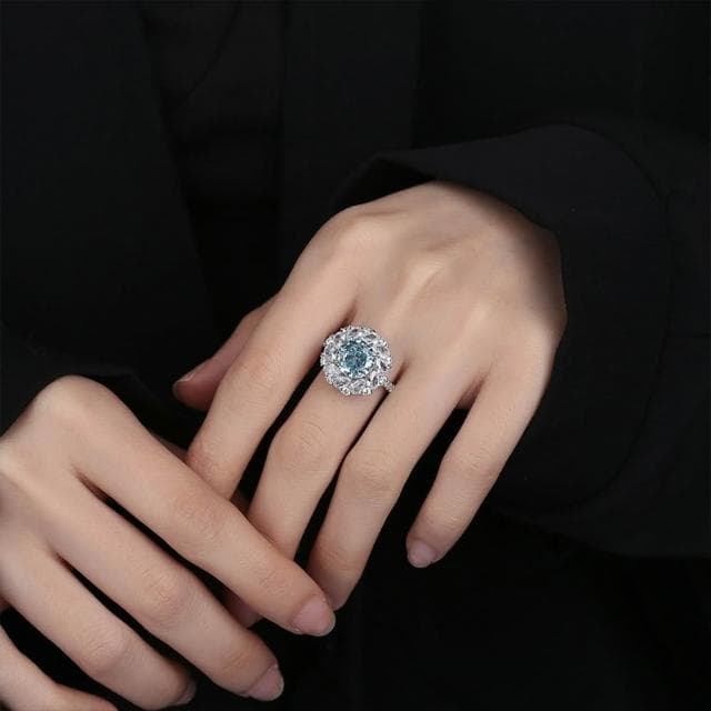 【LEEHER】女生/戒指/指環/銀戒/鋯戒/戒子/純銀戒指/海藍寶鋯戒/高級感/個性戒指/寶石戒指/生日禮物/收藏款