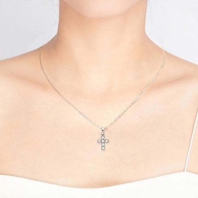 【LEEHER】女生/飾品/項鍊吊墜/925純銀/十字架/純銀項鍊/鎖骨鍊/鋯石項鍊/十字架項鍊/銀飾/生日禮物