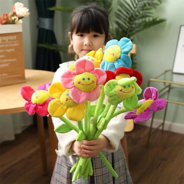 絨毛太陽花娃娃 母親節禮物 仿真卡通娃娃 造型娃娃 絨毛玩偶 裝飾 花朵 笑臉花 布偶花 玩偶 窗簾扣