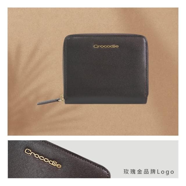【Crocodile】鱷魚皮件 拉鍊短夾 10卡零錢 Naturale 系列-0103-10602男生皮夾 錢包推薦