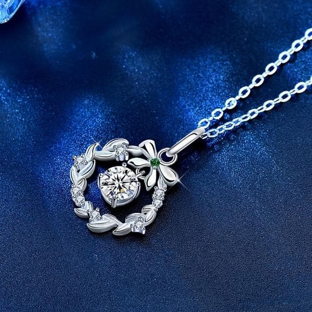 【巴黎精品】情人節禮物 現貨+預購 莫桑鑽石項鍊飾品配件925純銀項鍊-0.5克拉聖誕花環蝴蝶結莫桑鑽項鍊女飾品p1as114