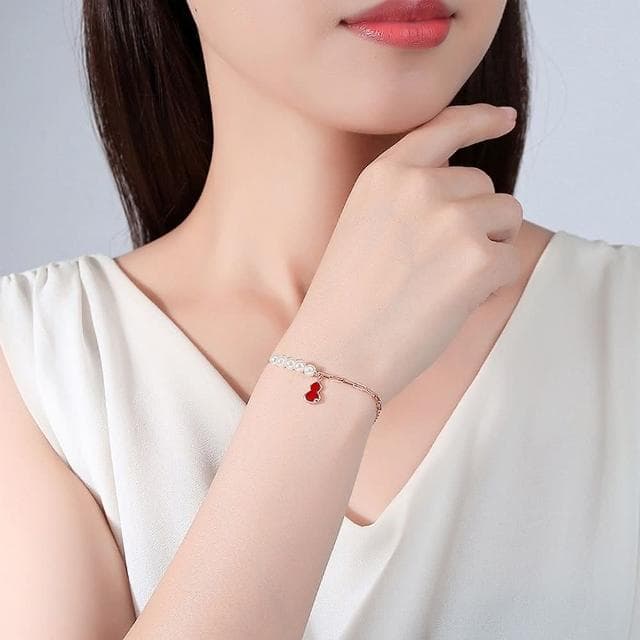 【巴黎精品】現貨+預購 925純銀手鍊珍珠手繩福祿雙全葫蘆生日情人節禮物女飾品v1ar118