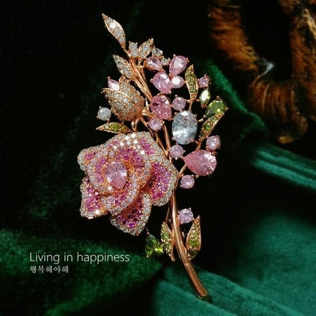 【巴黎精品】現貨+預購 鋯石胸針玫瑰別針玫瑰花束氣質滿鑽生日情人節禮物女飾品a1ah60