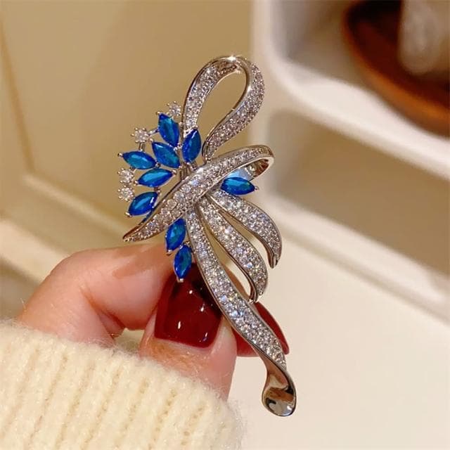 【巴黎精品】現貨+預購 鋯石胸針絲帶別針精緻滿鑽水晶胸花生日情人節禮物女飾品a1ah87