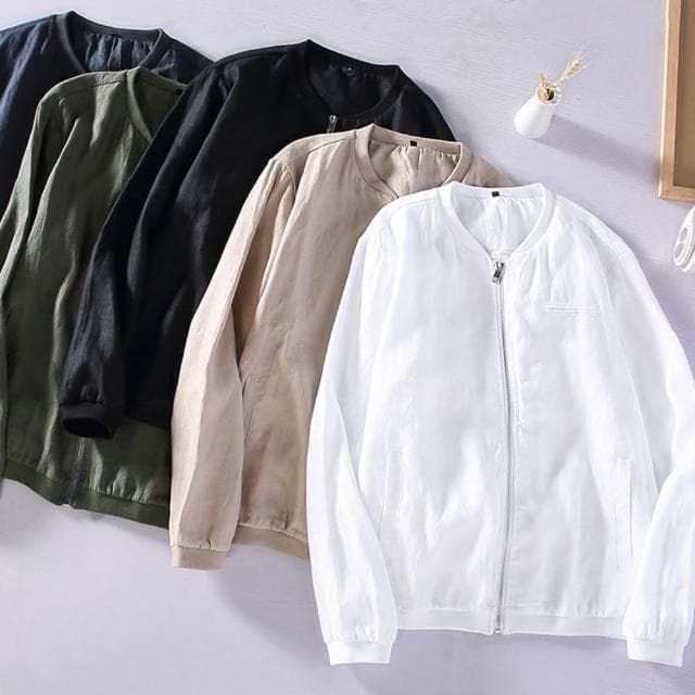【巴黎精品】父親節禮物 現貨+預購 棒球外套休閒夾克復古亞麻寬鬆透氣男外套5色a1bv21