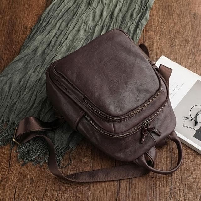 【巴黎精品】父親節禮物 現貨+預購 真皮後背包雙肩包真皮革側背包隨身手提包-植鞣牛皮復古手工男女包包4色a1bz6