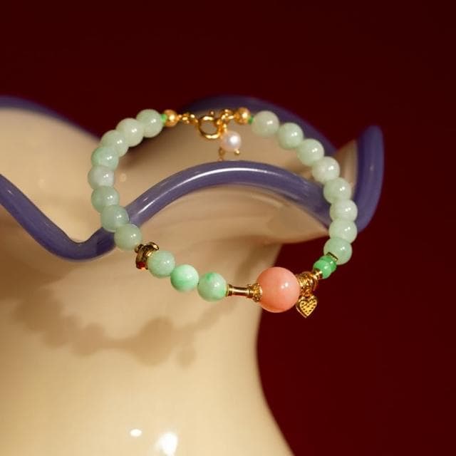 【巴黎精品】情人節禮物 現貨+預購 925純銀手鍊翡翠手串手珠平安擋煞防小人轉運淨化招財開運-鍍18K金7mm粉澳寶珍珠女飾品a1ha40