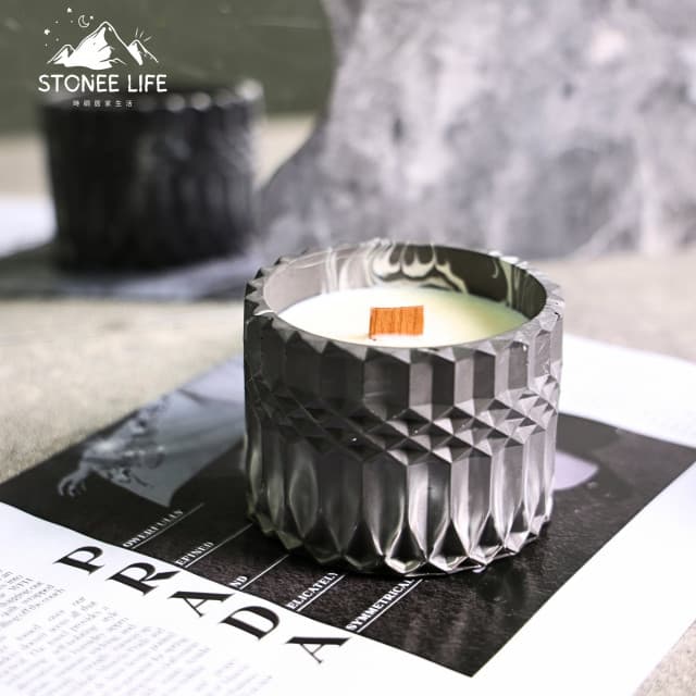 時硐STONE香氛蠟燭-水晶格紋款(手工製作 香氛蠟燭 特別調製 大豆蠟 室內香氛 定制香味 療癒 禮物 環保)