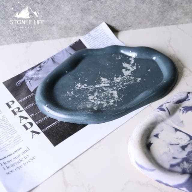 時硐STONE 不規則長圓擺飾盤(手工 杯墊 收納 擺飾 飾品 收納  盆栽底盤  禮物 質感 療愈小物 裝飾品 盲盒擺放 精油擴香盤 裝飾 擴香石)