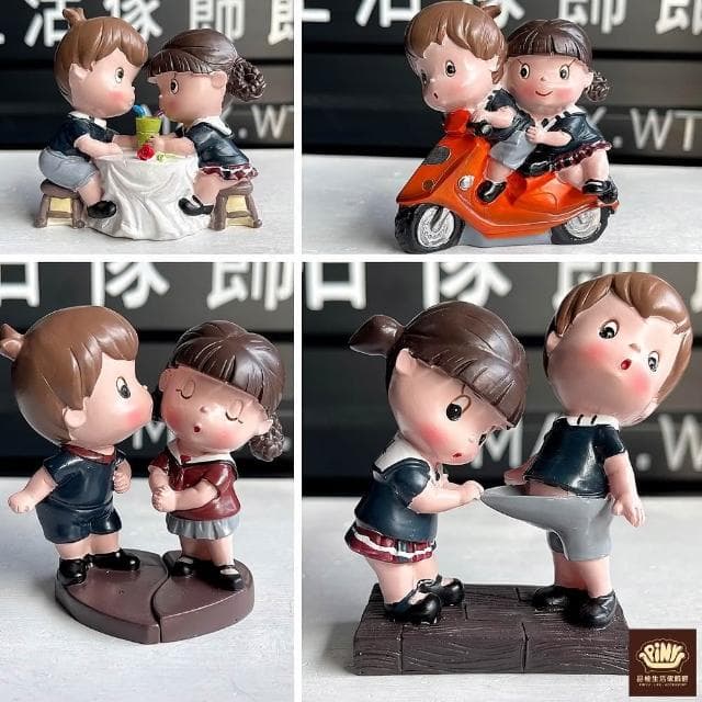 【PiNYU 品柚生活傢飾館】情侶萌物公仔(汽車卡通擺件 男生女生禮物情侶公仔七夕生日結婚禮物萌物可愛飾品)