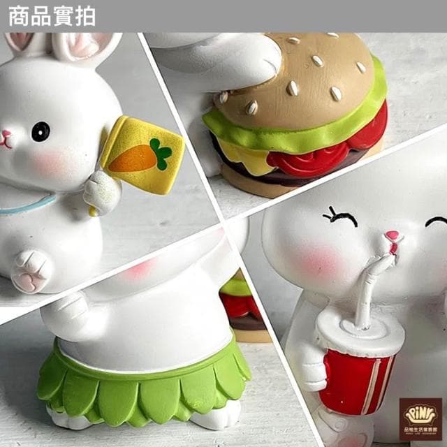 【PiNYU 品柚生活傢飾館】4件組。旅遊小兔(迷你兔子辦公室桌面裝飾小擺件創意車內飾用品可愛裝飾交換禮物)