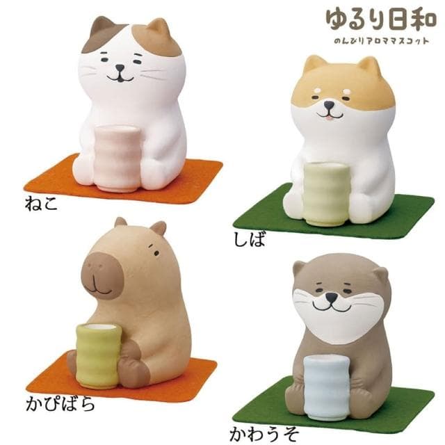 【DECOLE】concombre  日和喝茶 精油擴香擺飾-貓咪(收藏商品 交換禮物 生日送禮 辦公室療育商品)