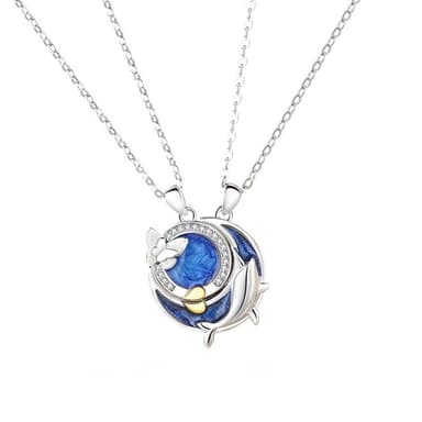 【米蘭精品】現貨+預購 925純銀項鍊情侶對鍊蝴蝶鯨魚琺瑯鑲鑽生日聖誕節交換禮物74cj9