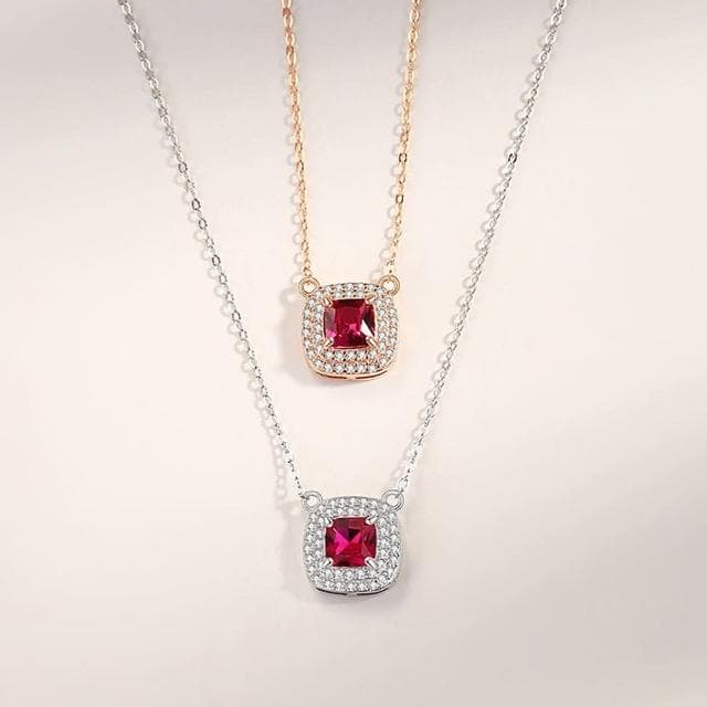 【米蘭精品】現貨+預購 925純銀項鍊鋯石吊墜神秘瑰寶方形滿鑲生日聖誕節交換禮物女飾品2色74cj29