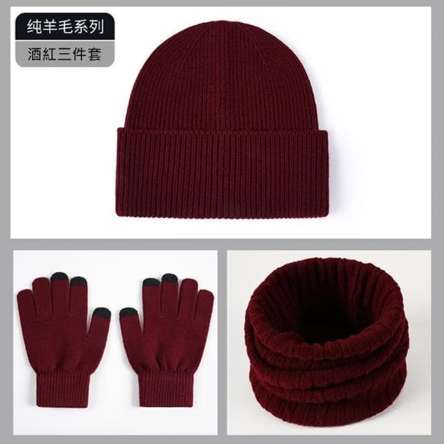 【米蘭精品】父親節禮物 現貨+預購 100%羊毛帽圍脖手套三件套觸控保暖男女配件情人節生日聖誕節交換禮物5色74dm10