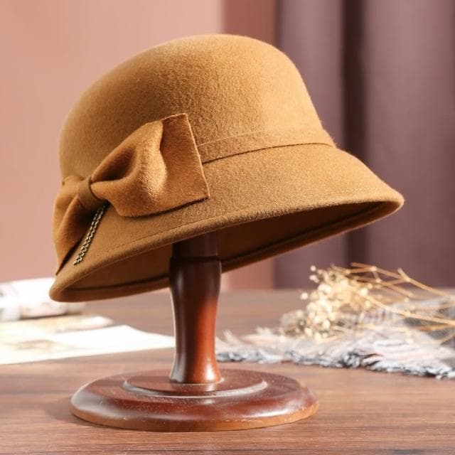 【米蘭精品】現貨+預購 羊毛帽禮帽-保暖優雅蝴蝶結英倫復古毛呢女帽子生日情人節禮物3色74dq4
