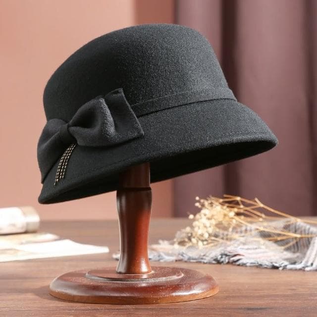 【米蘭精品】現貨+預購 羊毛帽禮帽-保暖優雅蝴蝶結英倫復古毛呢女帽子生日情人節禮物3色74dq4