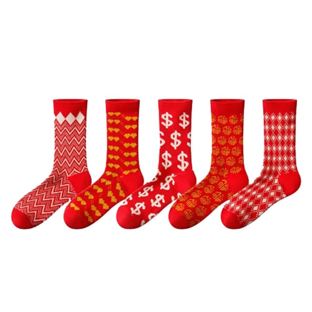 【米蘭精品】父親節禮物 現貨+預購 中筒襪棉襪11雙裝大紅喜慶休閒時尚中筒男女襪子11色74fs8