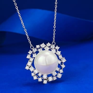 【米蘭精品】現貨+預購 珍珠項鍊925純銀吊墜滿鑽滿天星13mm閃耀女飾品聖誕節交換禮物74gh12