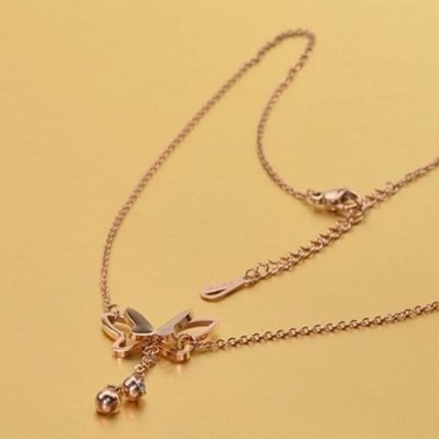 【米蘭精品】現貨+預購 玫瑰金鑲鑽項鍊吊墜子時尚精美蝴蝶流行飾品情人節生日聖誕節交換禮物71x164