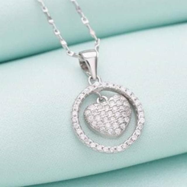 【米蘭精品】現貨+預購 鑲鑽項鍊流行銀飾品愛心圓形品味優雅母親節生日情人節聖誕節交換禮物73v127