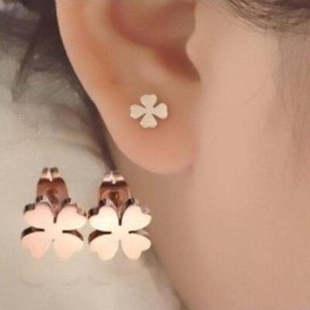 【米蘭精品】現貨+預購 玫瑰金耳環流行飾品韓國時尚四葉草母親節生日情人節聖誕節交換禮物71at31