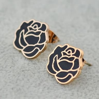 【米蘭精品】現貨+預購 玫瑰金耳環流行飾品精美時尚茶花母親節生日情人節聖誕節交換禮物2色71at44