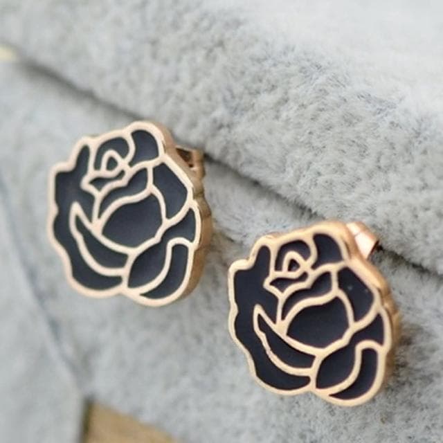 【米蘭精品】現貨+預購 玫瑰金耳環流行飾品精美時尚茶花母親節生日情人節聖誕節交換禮物2色71at44