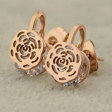 【米蘭精品】現貨+預購 玫瑰金水晶耳環流行飾品精美茶花時尚流行母親節生日情人節聖誕節交換禮物71at48