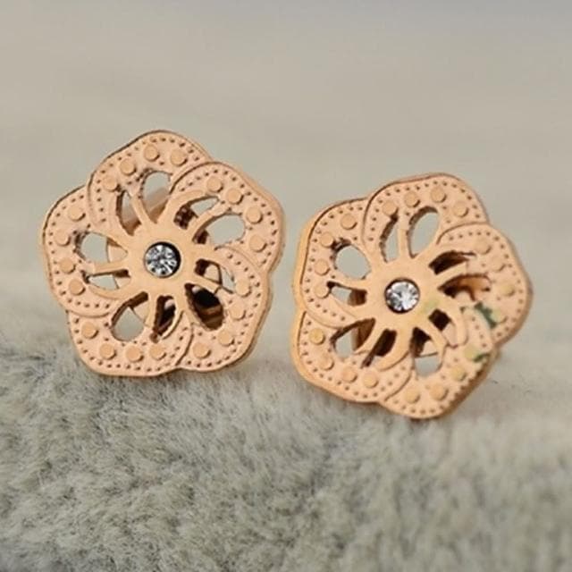 【米蘭精品】現貨+預購 玫瑰金鑲鑽耳環流行飾品精美花型時尚母親節生日情人節聖誕節交換禮物71at61