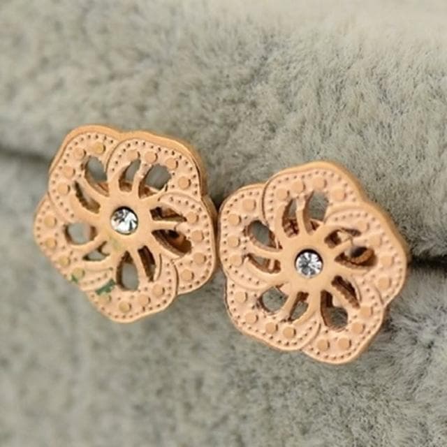 【米蘭精品】現貨+預購 玫瑰金鑲鑽耳環流行飾品精美花型時尚母親節生日情人節聖誕節交換禮物71at61