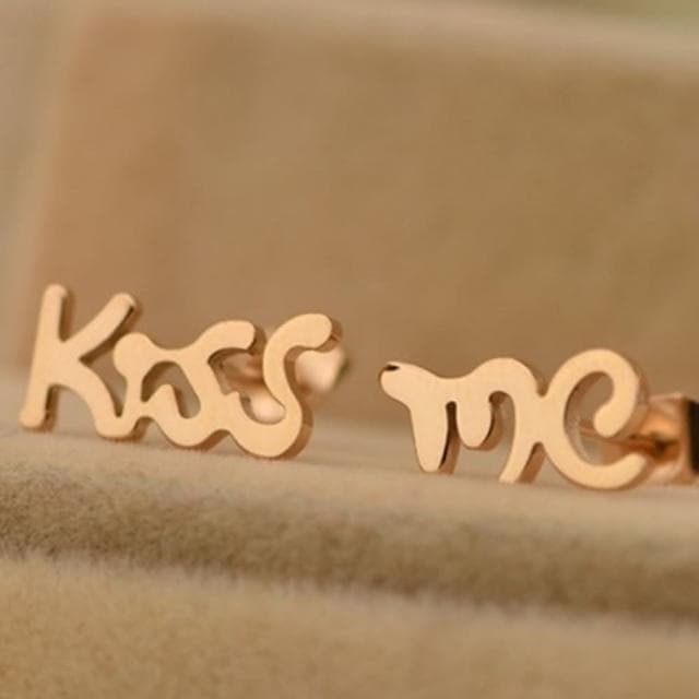 【米蘭精品】現貨+預購 玫瑰金耳環流行飾品時尚kiss me母親節生日情人節聖誕節交換禮物71at73