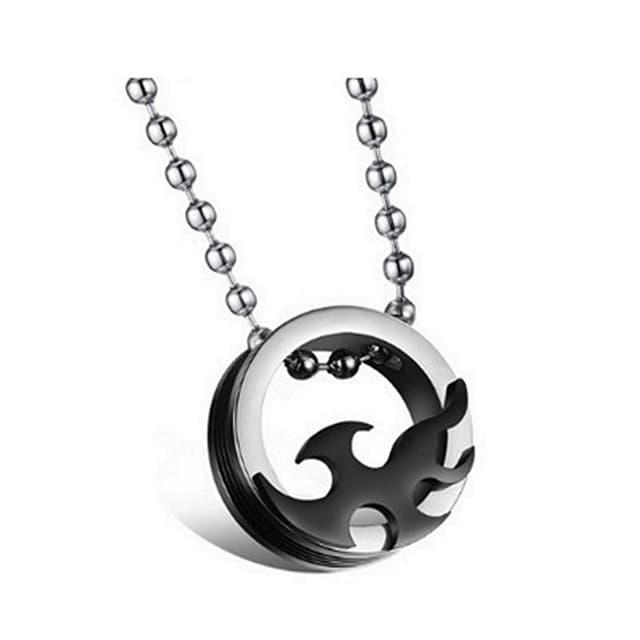 【米蘭精品】現貨+預購 鈦鋼項鍊情侶對鍊流行飾品圓型比翼雙飛火焰七夕情人節生日聖誕節交換禮物2色73cl43