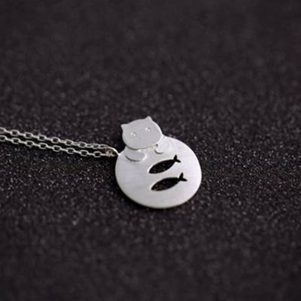 【米蘭精品】現貨+預購 項鍊流行銀飾品經典可愛貓魚風格母親節生日情人節聖誕節交換禮物73as52