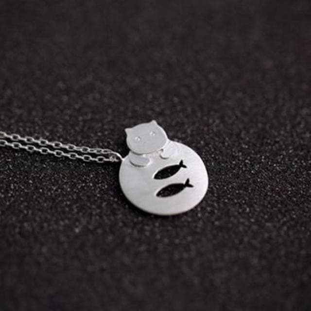 【米蘭精品】現貨+預購 項鍊流行銀飾品經典可愛貓魚風格母親節生日情人節聖誕節交換禮物73as52