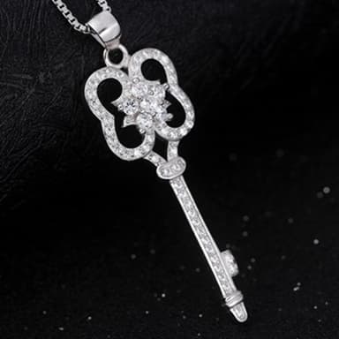 【米蘭精品】現貨+預購 項鍊鑲鑽流行銀飾品獨特時尚鑰匙百搭母親節情人節生日聖誕節交換禮物73am162