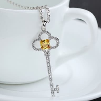 【米蘭精品】現貨+預購 項鍊鑲鑽流行銀飾品高貴優雅梅花鑰匙母親節情人節生日聖誕節交換禮物73am170