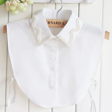 【米蘭精品】現貨+預購 假領子襯衫領片珍珠雙層波浪形雪紡女裝配件情人節生日聖誕節交換禮物2色73vk19