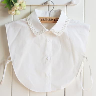 【米蘭精品】現貨+預購 假領子襯衫領片珍珠鑲鑽純棉圓領女裝配件情人節生日聖誕節交換禮物2色73vk18