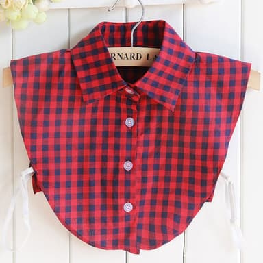 【米蘭精品】現貨+預購 假領子襯衫領片紅色格紋純棉尖領女裝配件情人節生日聖誕節交換禮物73vk36