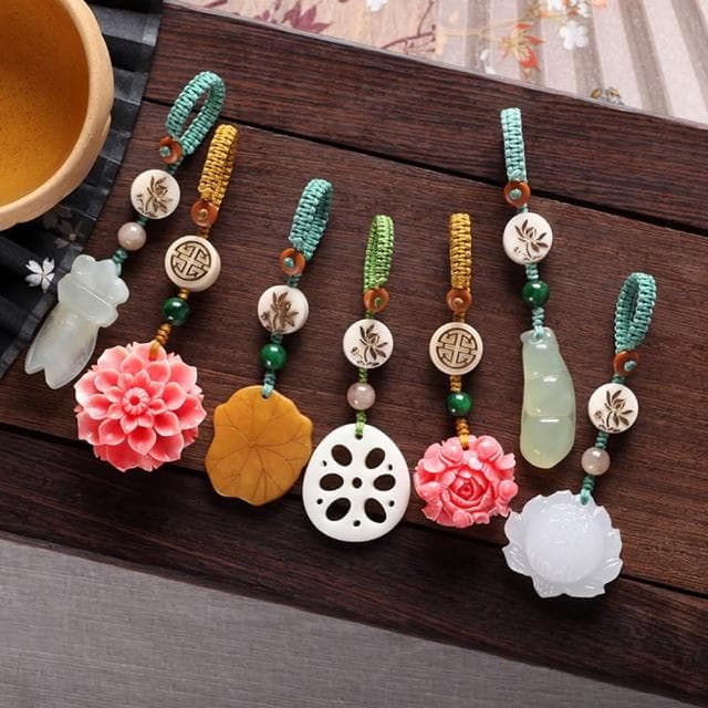 【米蘭精品】現貨+預購 手機掛飾鑰匙扣古典蓮花玉蟬手工包包配飾母親節情人節生日聖誕節交換禮物19款73xd2