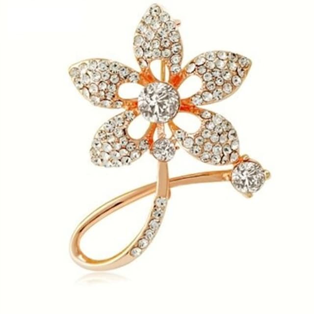 【米蘭精品】現貨+預購 胸針鍍18K金鑲鑽胸章可愛水晶五瓣花花朵生日情人節聖誕節交換禮物女飾品73gv42