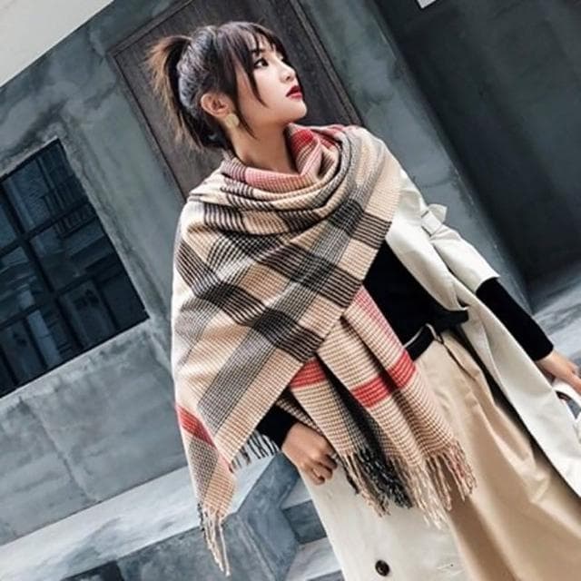 【米蘭精品】現貨+預購 圍巾仿羊絨披肩時尚百搭秋冬兩用女配件情人節生日聖誕節交換禮物73ub50