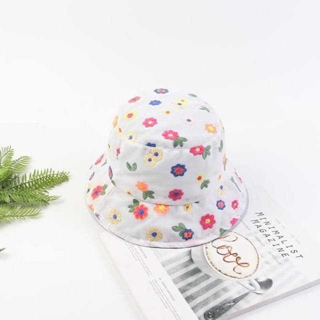 【米蘭精品】現貨+預購 漁夫帽盆帽刺繡彩色花朵蕾絲情人節生日聖誕節交換禮物女帽子73xu8