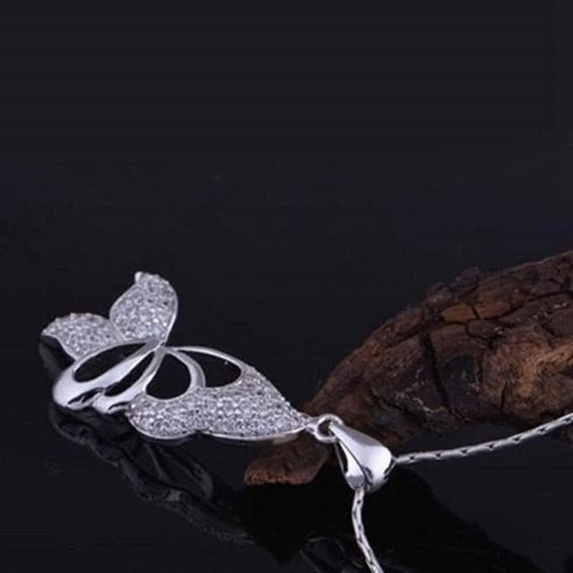 【米蘭精品】現貨+預購 鍍白金項鍊鑲鑽吊墜優雅蝴蝶造型情人節生日聖誕節交換禮物女飾品73cy4