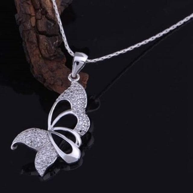 【米蘭精品】現貨+預購 鍍白金項鍊鑲鑽吊墜優雅蝴蝶造型情人節生日聖誕節交換禮物女飾品73cy4