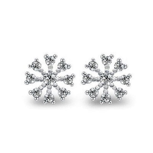 【米蘭精品】現貨+預購 925純銀耳環鑲鑽耳飾簡潔亮眼雪花設計情人節生日聖誕節交換禮物女飾品73dm37
